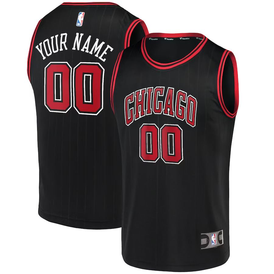 Men Chicago Bulls Fanatics Branded Black Fast Break Replica Custom NBA Jersey->chicago bulls->NBA Jersey
